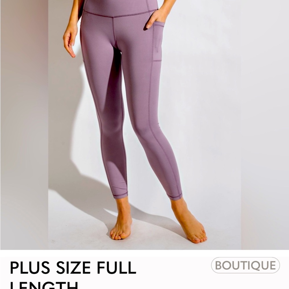 PLUS SIZE FULL LENGTH COMPRESSION LEGGINGS POCKETS LAVENDER NEW